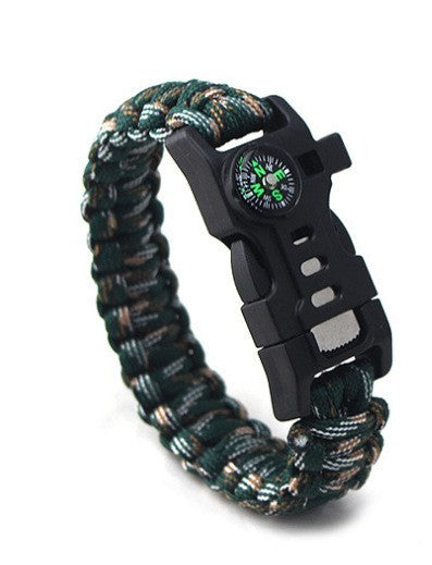 Tactical 5-in-1 Paracord Survival Bracelet – Compass, Whistle, Firestarter & Emergency Rope