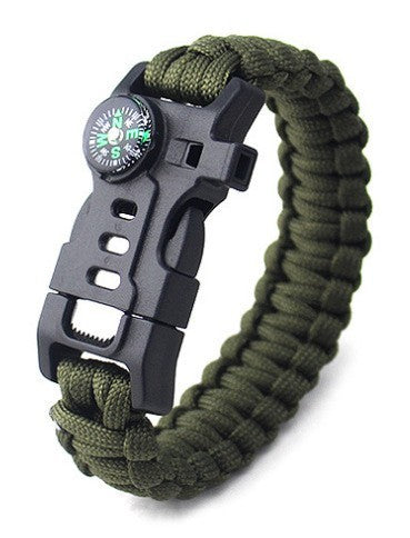 Tactical 5-in-1 Paracord Survival Bracelet – Compass, Whistle, Firestarter & Emergency Rope